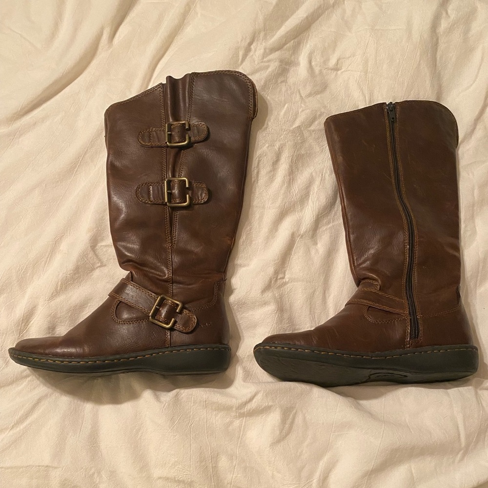 Knee high boots.